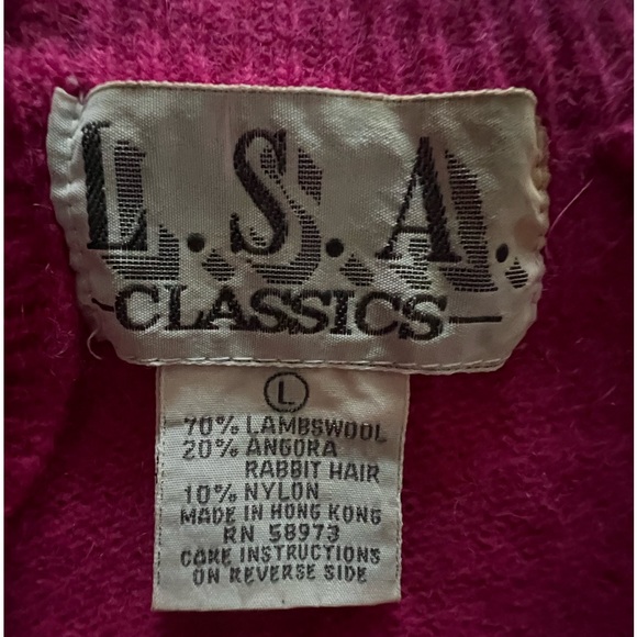 Beautiful fuchsia lambswool blend long sleeve mock turtleneck sweater Size L - Picture 12 of 12